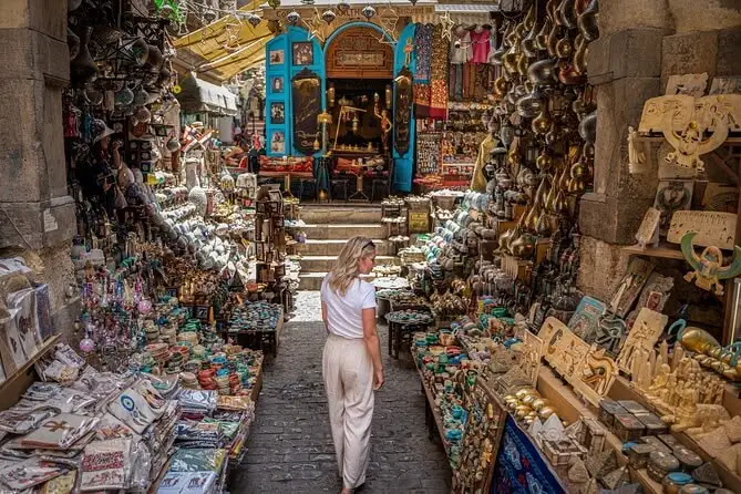 Traditional shops and streets at Khan El Khalili Bazaar