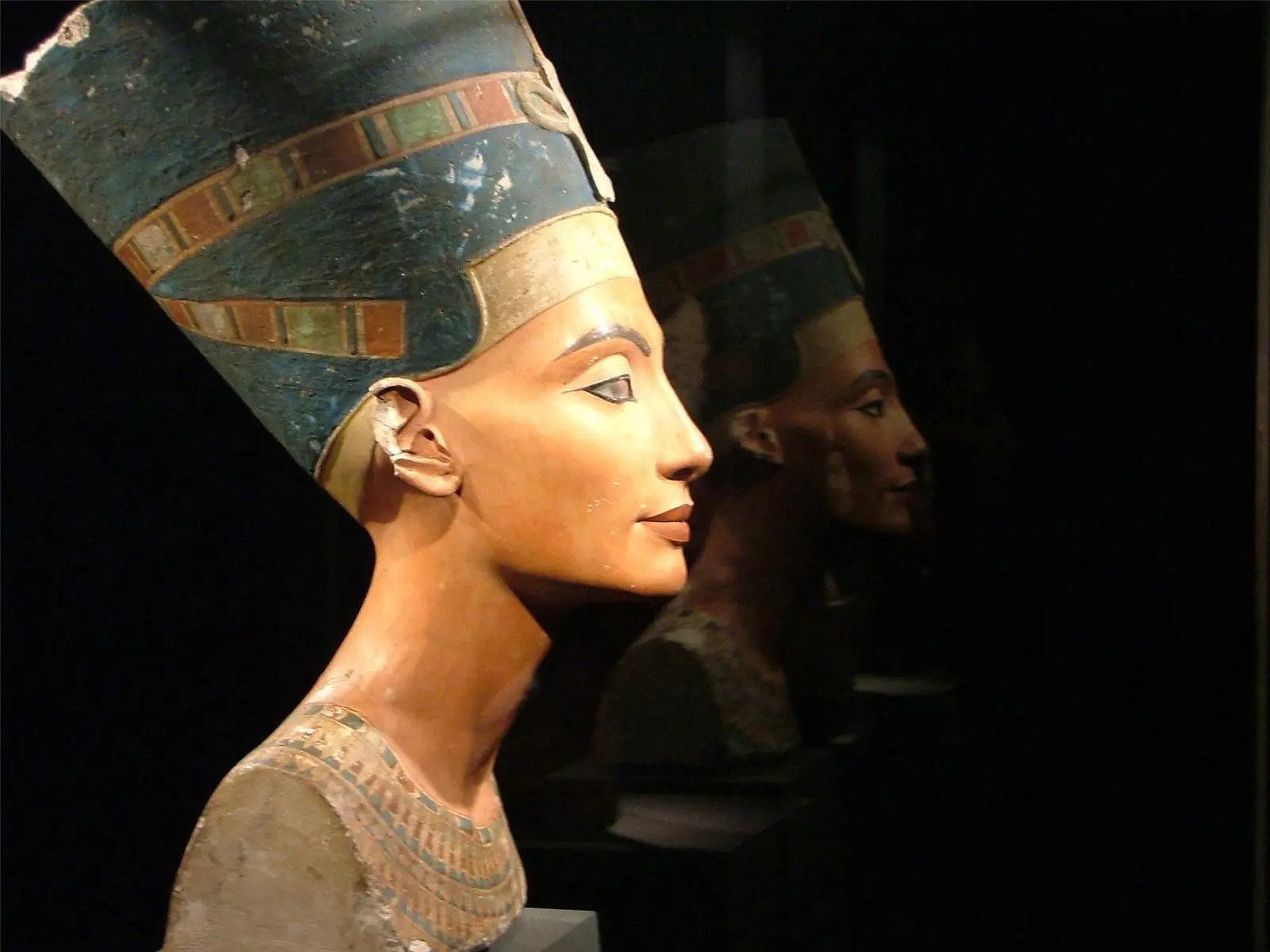 The famous bust of Queen Nefertiti, one of Ancient Egypt's most iconic queens.